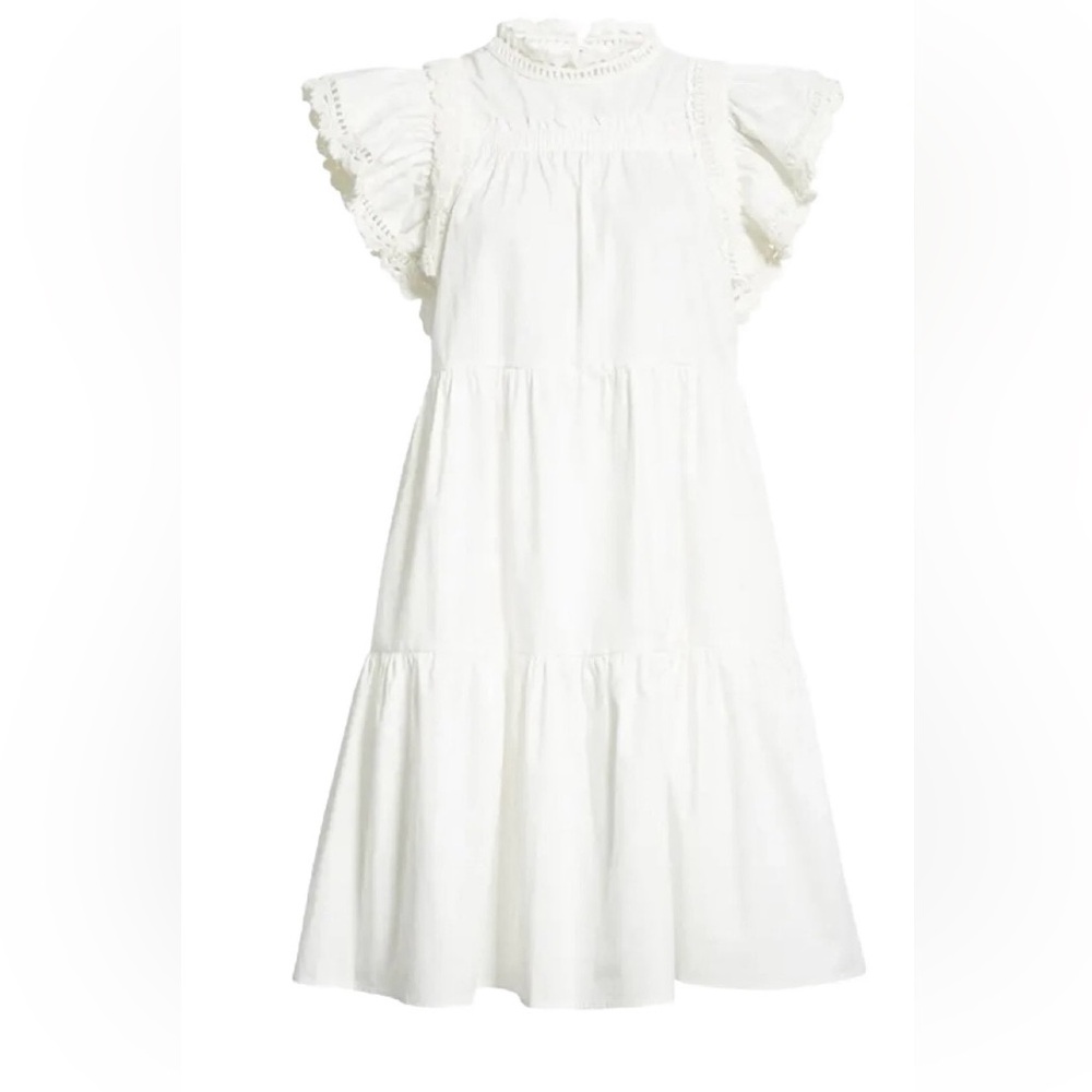 Sea-Crochet Detail Cotton Babydoll Dress-Women’s Size: XS-Color: White-NEW!!